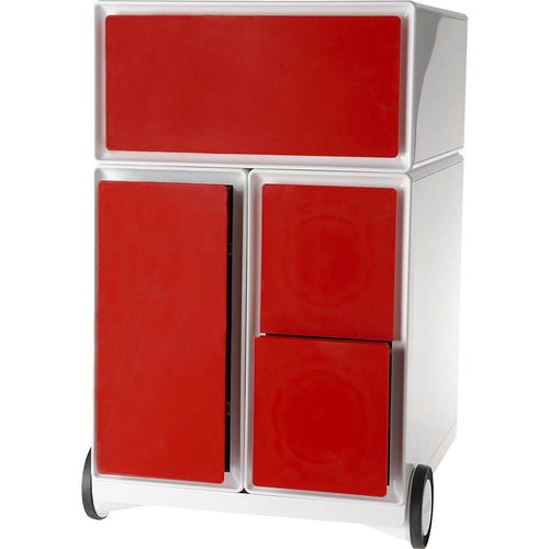 3660141921113 - Paperflow Rollcontainer easyBox® 1 Schublade 1 Hängeregistraturschub 2 CD-Schübe weiß   rot