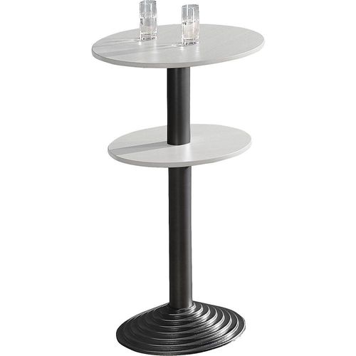 3700245510087 - Bistrotisch mit Gusseisenfuß 2 Tischplatten Abstand 30 cm lichtgrau Säule schwarz