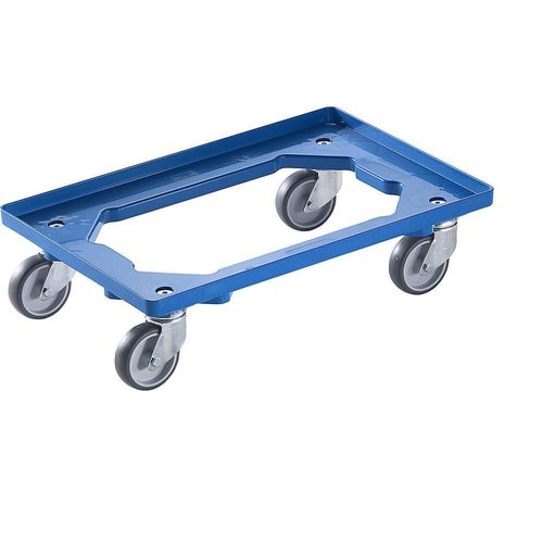 4061753114716 - eurokraft basic Profi-Fahrgestell 600 x 400 mm 4 Lenkrollen mit Gummibandage blau ab 20 Stk