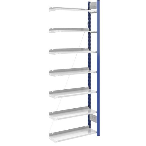 4250623705646 - Ordner-Steckregal einseitig Höhe 2350 mm BxT 750 x 300 mm Anbauregal blau grau hofe 4250623705646 - Ordner-Steckregal einseitig Höhe 2350 mm BxT 750 x 300 mm Anbauregal blau grau hofe