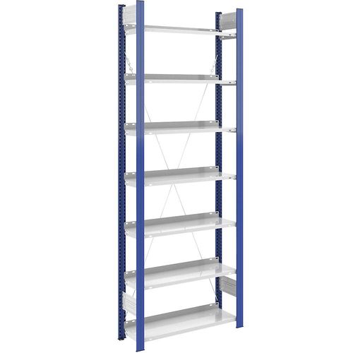 4250623706100 - Ordner-Steckregal einseitig Höhe 2350 mm BxT 750 x 300 mm Grundregal blau   grau hofe