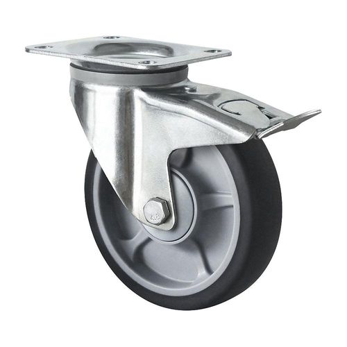 4260475215538 - CASCOO Lenkrolle P2G2 mit Totalfeststeller Rad-ø 160 mm x B 40 mm Polypropylen-Felge Elastomer-Lauffläche grau Kugellager bis 200 kg 4260475215538 - CASCOO Lenkrolle P2G2 mit Totalfeststeller Rad-ø 160 mm x B 40 mm Polypropylen-Felge Elastomer-Lauffläche grau Kugellager bis 200 kg