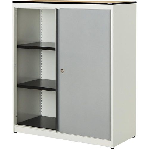4250633329382 - mauser Schiebetürenschrank HxBxT 1168 x 1000 x 432 mm Vollkernplatte 2 Fachböden reinweiß weißaluminium Ahorn 4250633329382 - mauser Schiebetürenschrank HxBxT 1168 x 1000 x 432 mm Vollkernplatte 2 Fachböden reinweiß weißaluminium Ahorn