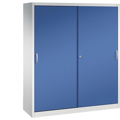 4057706961940 - ACURADO Schiebetürenschrank 6 Fachböden 2 Schließfächer HxBxT 1950 x 1600 x 500 mm lichtgrau enzianblau 4057706961940 - ACURADO Schiebetürenschrank 6 Fachböden 2 Schließfächer HxBxT 1950 x 1600 x 500 mm lichtgrau enzianblau