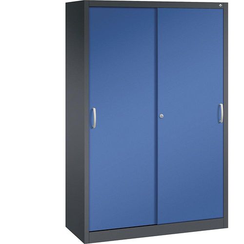 4063332003138 - C+P Schiebetürenschrank Acurado H1950xB1200xT500mm Korpus Schwarzgrau Fronten Enzianblau Anzahl Fächer 6