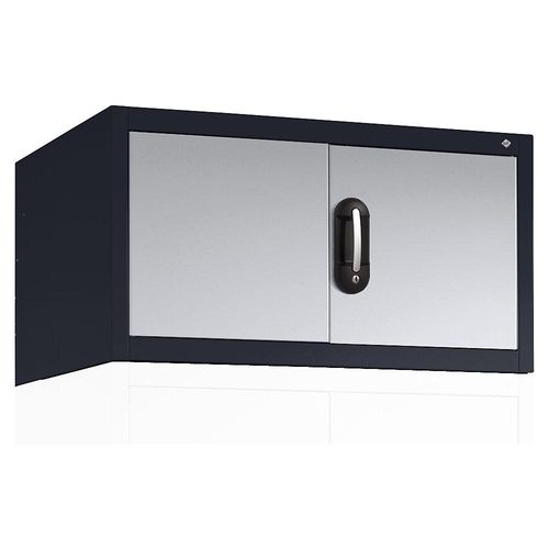 4025314792621 - ACURADO Aufsatzschrank mit Flügeltüren HxBxT 500 x 930 x 500 mm schwarzgrau   weißaluminium