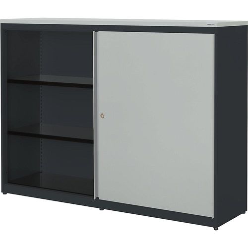 4250633329719 - mauser Schiebetürenschrank HxBxT 1180 x 1600 x 432 mm Kunststoffplatte 2 x 2 Fachböden anthrazitgrau   lichtgrau   lichtgrau