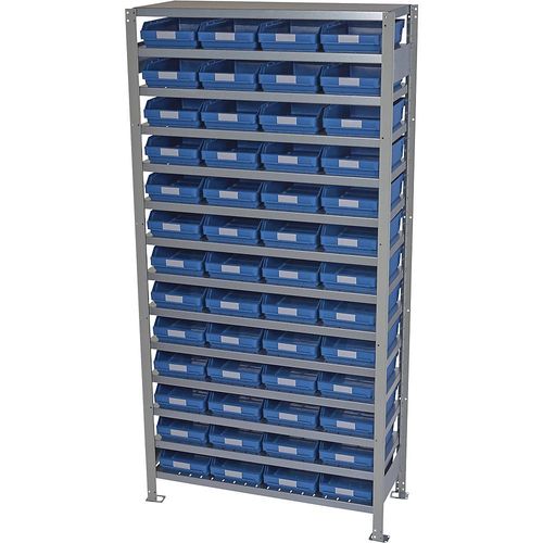 4250621501011 - Steckregal mit Regalkästen Regalhöhe 2100 mm Grundregal Tiefe 300 mm 52 Kästen blau STEMO