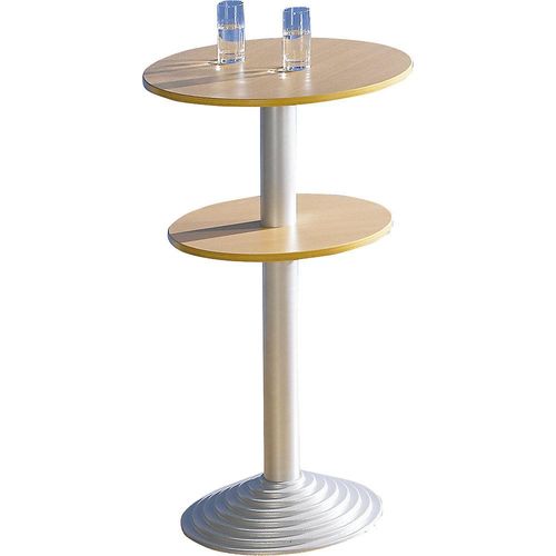 3700245520178 - Bistrotisch mit Gusseisenfuß 2 Tischplatten Abstand 30 cm Buche-Dekor Säule alufarben kaiserkraft