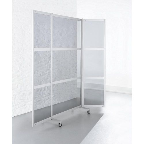 4260222866600 - Mobile Faltstellwand schwer entflammbar Alurahmen mit ESG-Sicherheitsglas HxBxT 1900 x 2000 x 450 mm klar kaiserkraft