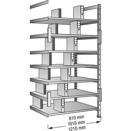 4260035210706 - Ordner- und Archiv-Steckregal verzinkt Höhe 2640 mm doppelseitig Boden-BxT 800 x 600 mm Anbaufeld