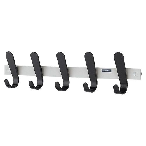 4061753106490 - eurokraft pro Garderobenleiste 5 Mantelhaken HxBxT 130 x 600 x 60 mm VE 2 Stück Hakenfarbe Schwarz 4061753106490 - eurokraft pro Garderobenleiste 5 Mantelhaken HxBxT 130 x 600 x 60 mm VE 2 Stück Hakenfarbe Schwarz