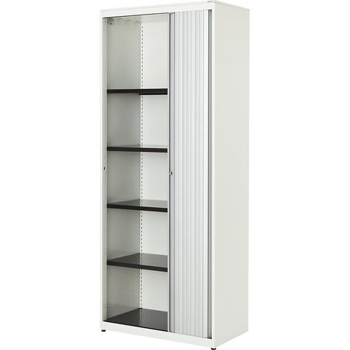 4250633329962 - mauser Querrollladenschrank HxBxT 1956 x 800 x 432 mm Stahlplatte 4 Fachböden reinweiß   alufarben   reinweiß
