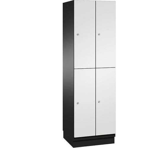 4059369453473 - CAMBIO Fächerschrank mit Garderobenstange 4 Fächer Korpus schwarzgrau   Tür lichtgrau Breite 600 mm