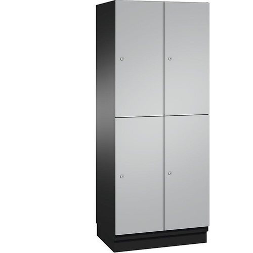 4059369453947 - CAMBIO Fächerschrank mit Garderobenstange 4 Fächer Korpus schwarzgrau   Tür weißaluminium Breite 800 mm