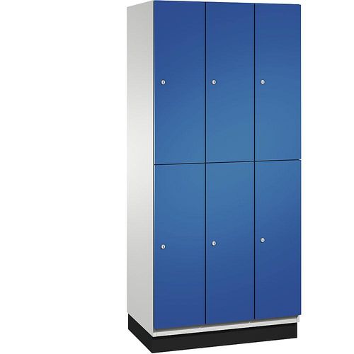 4059369448370 - CAMBIO Fächerschrank mit Garderobenstange 6 Fächer Korpus lichtgrau   Tür enzianblau Breite 900 mm