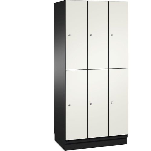 4059369448394 - CAMBIO Fächerschrank mit Garderobenstange 6 Fächer Korpus schwarzgrau   Tür reinweiß Breite 900 mm