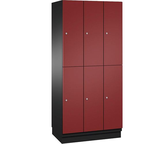 4059369694975 - CAMBIO Fächerschrank mit Garderobenstange 6 Fächer Korpus schwarzgrau   Tür rubinrot Breite 900 mm