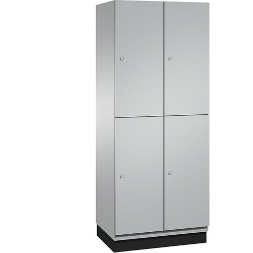 4059369453800 - CAMBIO Fächerschrank mit Garderobenstange 4 Fächer Korpus weißaluminium   Tür weißaluminium Breite 800 mm