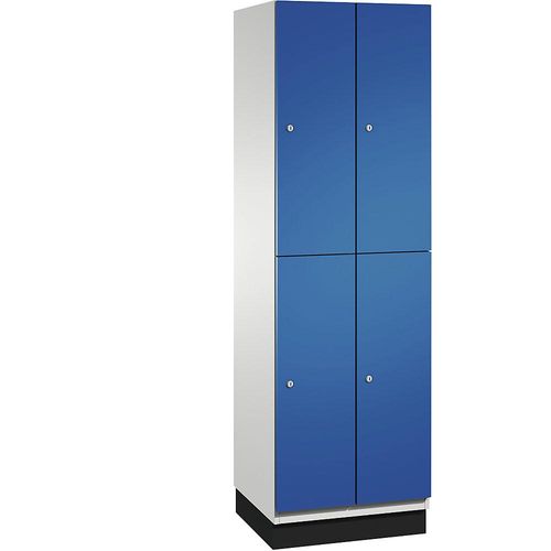 4059369448004 - CAMBIO Fächerschrank mit Garderobenstange 4 Fächer Korpus lichtgrau   Tür enzianblau Breite 600 mm