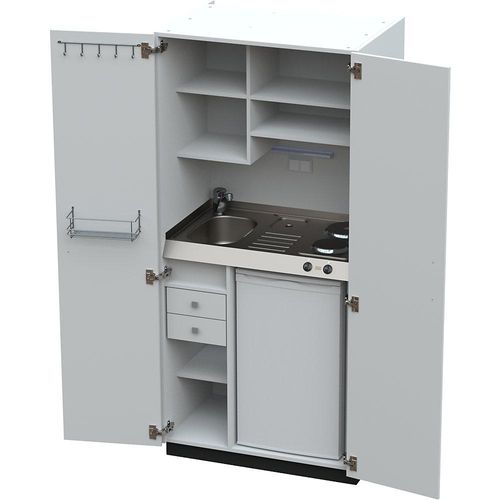 4021176411113 - Schrankküche mit Flügeltüren 2 Massekochfelder Becken links weiß 1956x900x650 mm kaiserkraft 4021176411113 - Schrankküche mit Flügeltüren 2 Massekochfelder Becken links weiß 1956x900x650 mm kaiserkraft