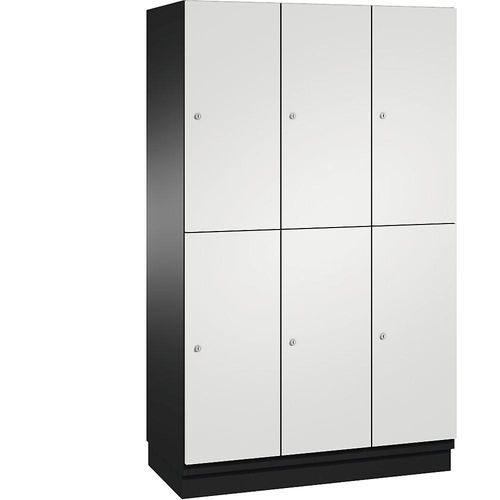 4059369695453 - CAMBIO Fächerschrank mit Garderobenstange 6 Fächer Korpus schwarzgrau   Tür lichtgrau Breite 1200 mm