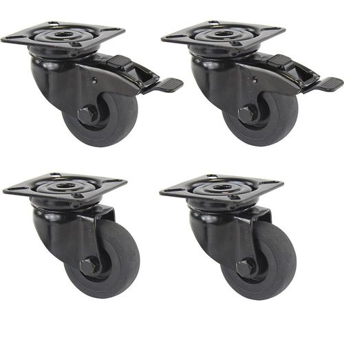 4251260118004 - Gummireifen schwarz thermoplastisch mit Montageplatte Set-Angebot 2 Lenkrollen mit Doppelstopp und 2 Lenkrollen Rad-Ø x Breite 50 x 19 mm Proroll 4251260118004 - Gummireifen schwarz thermoplastisch mit Montageplatte Set-Angebot 2 Lenkrollen mit Doppelstopp und 2 Lenkrollen Rad-Ø x Breite 50 x 19 mm Proroll