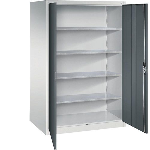 4069361437630 - Werkstatt-Flügeltürschrank HxBxT 1950 x 1200 x 400 mm lichtgrau   anthrazitgrau C+P