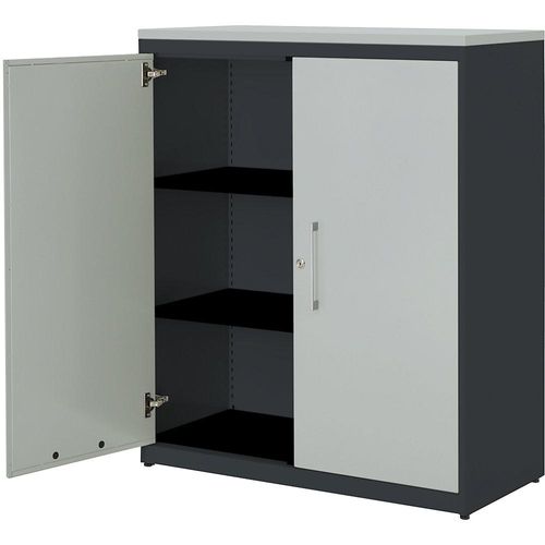 4250633328569 - mauser Flügeltürenschrank HxB 1180 x 1000 mm Kunststoffplatte 2 Fachböden anthrazitgrau lichtgrau lichtgrau 4250633328569 - mauser Flügeltürenschrank HxB 1180 x 1000 mm Kunststoffplatte 2 Fachböden anthrazitgrau lichtgrau lichtgrau