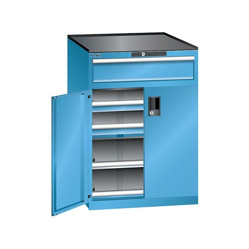 7612269037296 - LISTA Schubladenschrank mit Flügeltüren Höhe 1020 mm 2 Böden 3 Schubladen Traglast 200 kg lichtblau