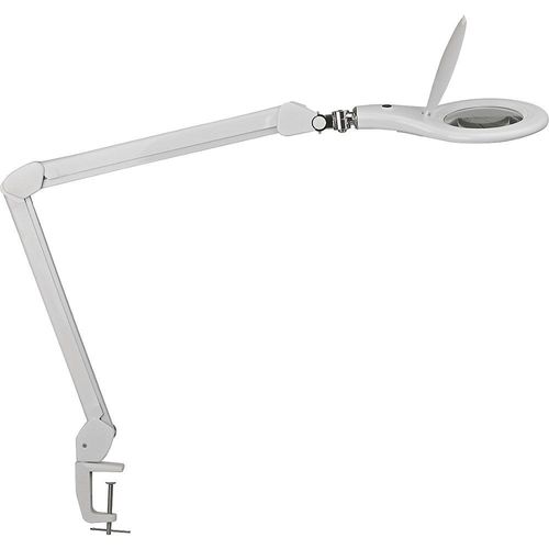 4002390076289 - LED Lupenleuchte MAULmakro 3-Dioptrien-Linse 8 W 580 lm 6500 K Arm um 360° dreh-& neigbar höhenverstellbar Klemmfuß weiß