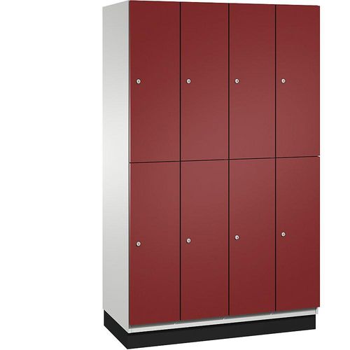 4059369696726 - CAMBIO Fächerschrank mit Garderobenstange 8 Fächer Korpus lichtgrau   Tür rubinrot