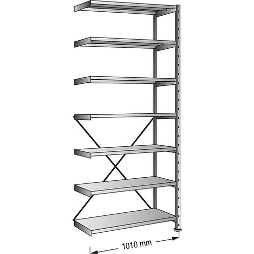 4260035216432 - Steckregal verzinkt 7 Böden Höhe 2640 mm Bodenbreite 1000 mm Tiefe 300 mm Anbauregal