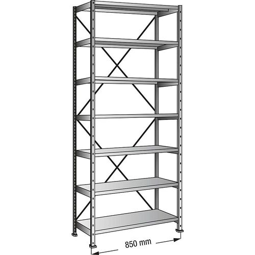 4260035219204 - Steckregal verzinkt 7 Böden Höhe 2640 mm Bodenbreite 800 mm Tiefe 1000 mm Grundregal