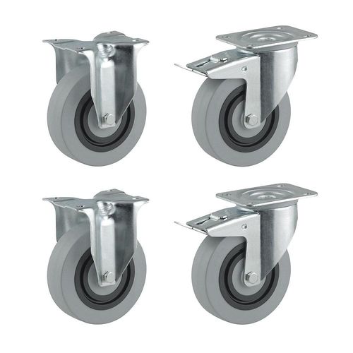 4031582396751 - TENTE Polyamid-Rad-Set grau 2 x Lenkrolle mit Doppelstopp 2 x Bockrolle Rad-Ø x Breite 100 x 36 mm 4031582396751 - TENTE Polyamid-Rad-Set grau 2 x Lenkrolle mit Doppelstopp 2 x Bockrolle Rad-Ø x Breite 100 x 36 mm