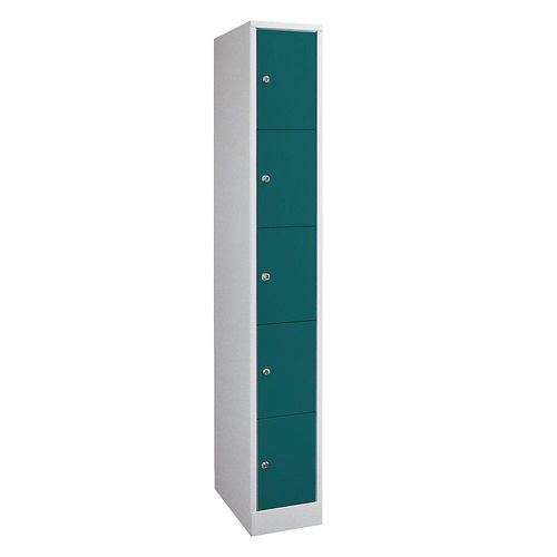 4250618207360 - Schließfachschrank in Komfort-Größe 5 Fächer Breite 300 mm lichtgrau opalgrün 4250618207360 - Schließfachschrank in Komfort-Größe 5 Fächer Breite 300 mm lichtgrau opalgrün