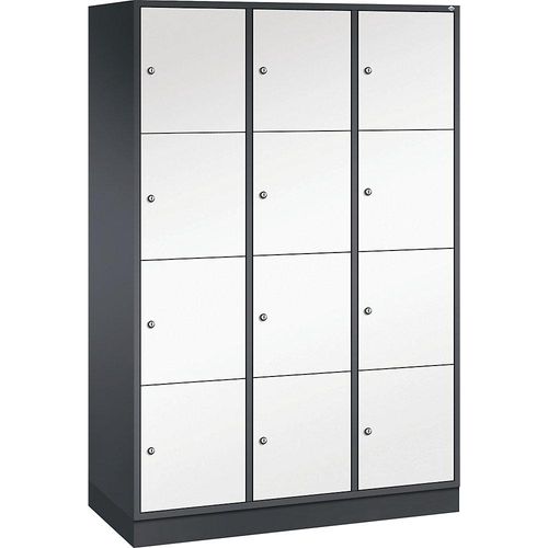 4062084595885 - 4er-Schließfachschrank Intro 3 Abteile schwarzgrau reinweiß BxT 1220 x 500 mm 4062084595885 - 4er-Schließfachschrank Intro 3 Abteile schwarzgrau reinweiß BxT 1220 x 500 mm