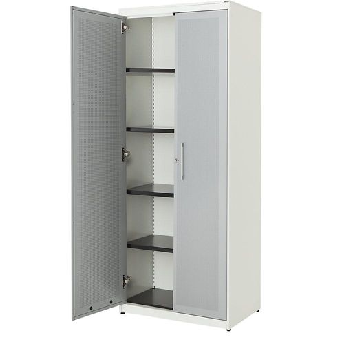 4250633331170 - mauser Flügeltürenschrank akustisch wirksam HxBxT 1956 x 800 x 432 mm 4 Fachböden reinweiß   weißaluminium