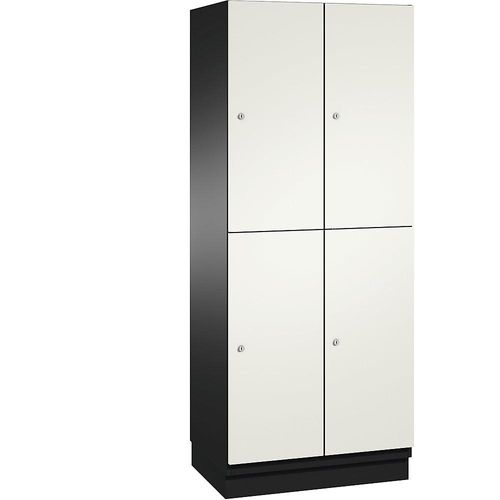 4060061199729 - CAMBIO Fächerschrank mit Stahlblech-Türen und Garderobenstange 4 Fächer Breite 800 mm Korpus schwarzgrau   Tür weiß