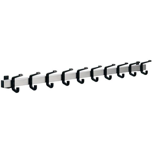 4061753106674 - Garderobenleiste Aluminium Hakenabstand 100 mm Aluminium schwarz 1000 mm 10 Haken kaiserkraft