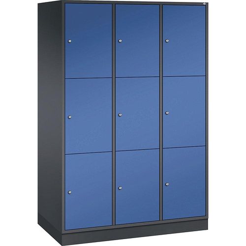 4061261148579 - INTRO Stahl-Schließfachschrank Fachhöhe 580 mm BxT 1220 x 600 mm 9 Fächer Korpus schwarzgrau Türen enzianblau 4061261148579 - INTRO Stahl-Schließfachschrank Fachhöhe 580 mm BxT 1220 x 600 mm 9 Fächer Korpus schwarzgrau Türen enzianblau