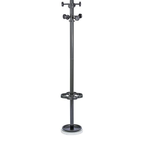 4260285072086 - Garderobenständer mit schwarzen Hakenknöpfen Höhe 1700 mm Ø 300 mm schwarz kaiserkraft