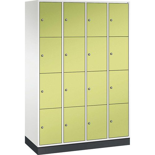 4061261145714 - INTRO Stahl-Schließfachschrank Fachhöhe 435 mm BxT 1220 x 500 mm 16 Fächer Korpus reinweiß Türen viridingrün