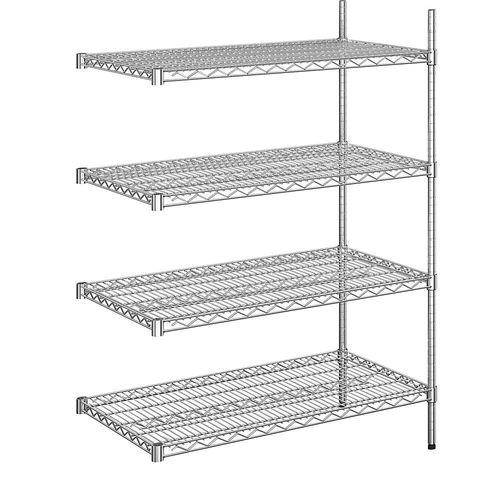 4260285071249 - Stahldraht-Gitterregal verchromt Fachlast 250 kg BxT 910 x 610 mm Anbauregal Höhe 1370 mm 4 Fachböden
