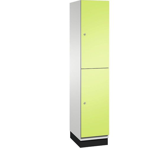 4059369453084 - CAMBIO Fächerschrank mit Garderobenstange 2 Fächer Korpus lichtgrau   Tür viridingrün Breite 400 mm