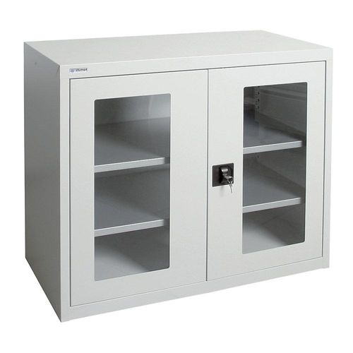 4031068148263 - Flügeltürschrank mit Sichtfenstertüren 2 Fachböden lichtgrau kaiserkraft