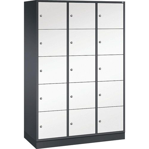 4062084596035 - 5er-Schließfachschrank Intro 3 Abteile schwarzgrau   reinweiß BxT 1220 x 500 mm