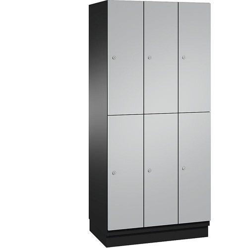 4059369694944 - CAMBIO Fächerschrank mit Garderobenstange 6 Fächer Korpus schwarzgrau   Tür weißaluminium Breite 900 mm