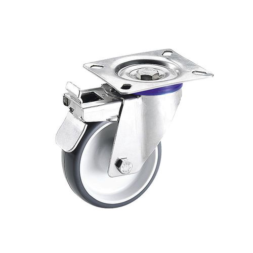 4250615224117 - Polyurethan-Reifen Gehäuse Edelstahl Rad-Ø x Breite 100 x 30 mm Lenkrolle mit Doppelstopp Proroll 4250615224117 - Polyurethan-Reifen Gehäuse Edelstahl Rad-Ø x Breite 100 x 30 mm Lenkrolle mit Doppelstopp Proroll