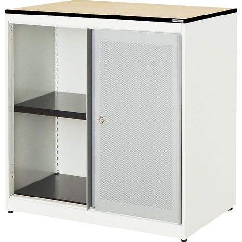 4250633331590 - mauser Schiebetürenschrank akustisch wirksam Vollkernplatte HxBxT 818 x 800 x 432 mm 1 Fachboden reinweiß weißaluminium Ahorn 4250633331590 - mauser Schiebetürenschrank akustisch wirksam Vollkernplatte HxBxT 818 x 800 x 432 mm 1 Fachboden reinweiß weißaluminium Ahorn